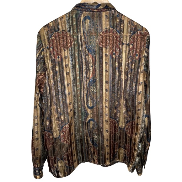 Yves St. Clair Multicolor Patterned long sleeve blouse size 14 - Picture 3 of 3